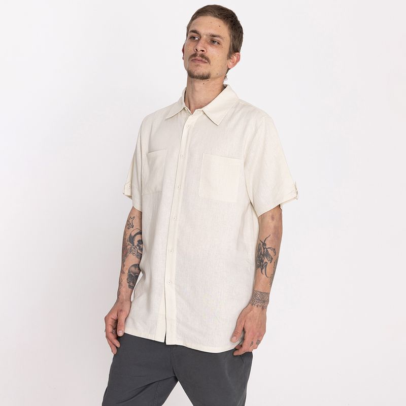 Camisa blanca de lino hombre hot sale